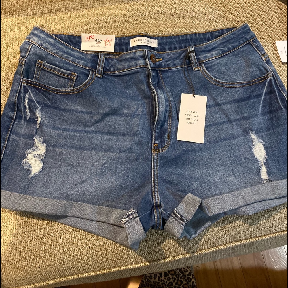 Encore Jean shorts with some distressing